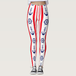 Rood- en blauw handankschip leggings