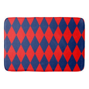 Rood en blauw harlekijn geruit ontwerp badmat