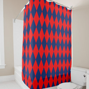 Rood en Blauw Harlekijn Geruit Ontwerp Douchegordijn