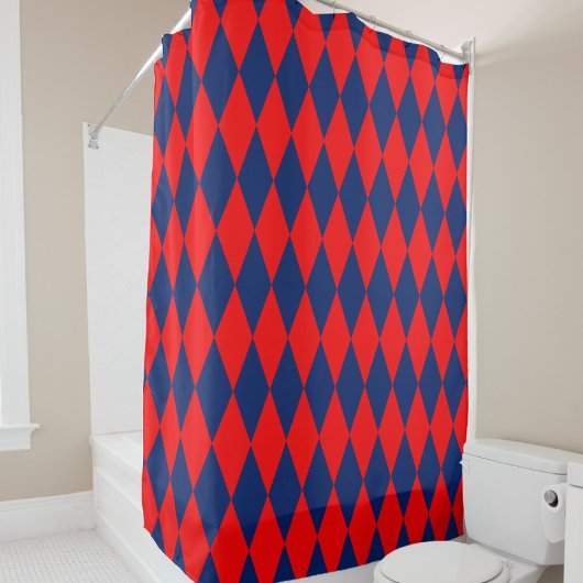Rood en Blauw Harlekijn Geruit Ontwerp Douchegordijn