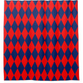 Rood en Blauw Harlekijn Geruit Ontwerp Douchegordijn (Voorkant)