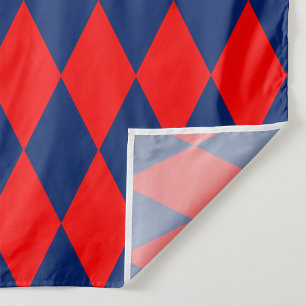 Rood en blauw harlekijn geruit ontwerp stof
