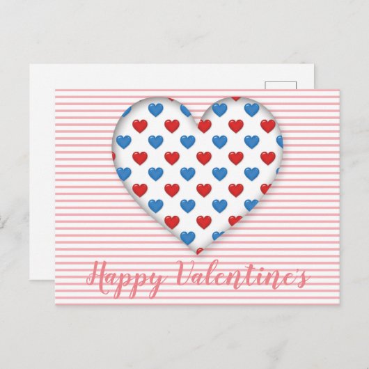 Rood en blauw hart briefkaart (Voorkant / Achterkant)