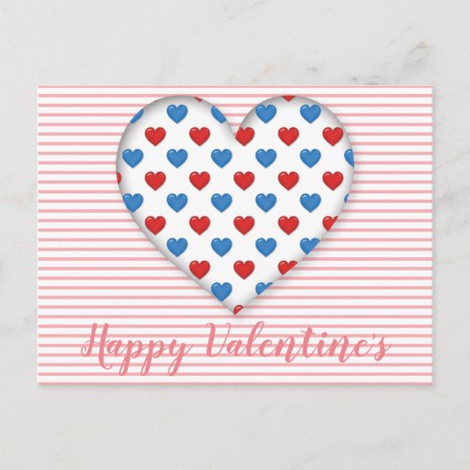 Rood en blauw hart briefkaart (Voorkant)