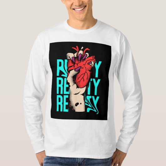 Rood en blauw hart straat draag shirt (Voorkant)
