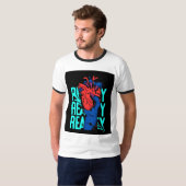 Rood en blauw Hart streetwear T-shirt Design (Voorkant volledig)