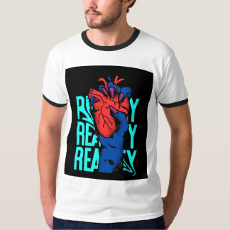 Rood en blauw Hart streetwear T-shirt Design