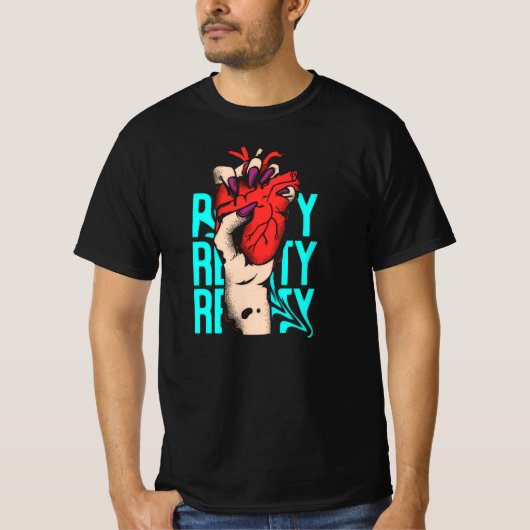 Rood en Blauw Hart  T-shirt (Voorkant)