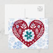 Rood en blauw  Hart Vakantie Winter Briefkaart (Voorkant / Achterkant)