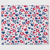 Rood en Blauw Hartjes Inpakpapier (Vlak)