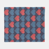 Rood en Blauw Hartjes Patroon Fleece Deken (Voorkant (Horizontaal))