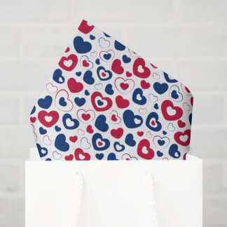 Rood en Blauw Hartjes Tissuepapier
