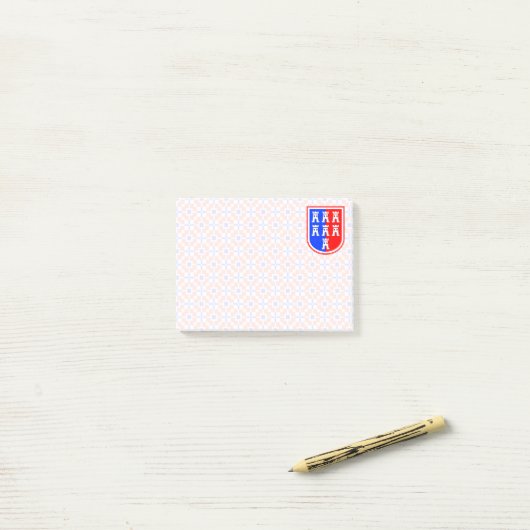 Rood en blauw, het Saxonisch Post-it® Notes (Op bureau)