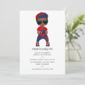 Rood en Blauw Hip Hop thema Jongens Verjaardag Kaart (Staand voorkant)