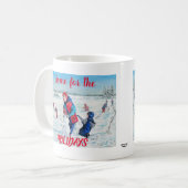  rood en blauw huis voor de FEESTDAGEN Koffiemok (Voorkant links)