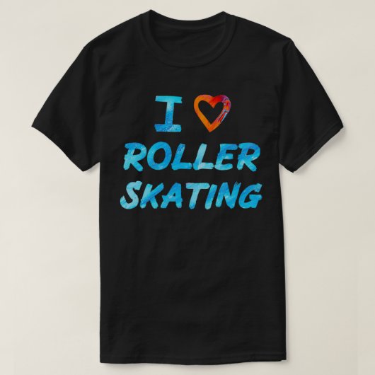 Rood en blauw I Love Roller Skating T-shirt (Design voorkant)