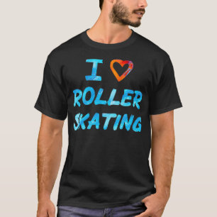 Rood en blauw I Love Roller Skating T-shirt