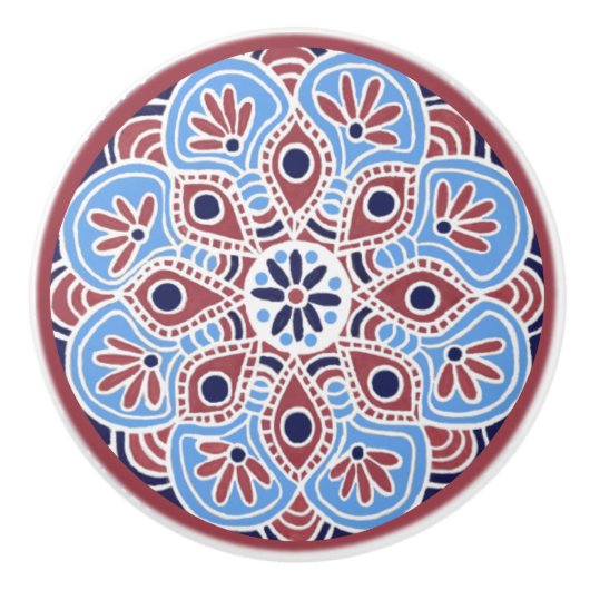 Rood en Blauw Keramische Trek Keramische Knop (Voorkant)