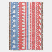 Rood en Blauw Kerst Geometrisch - Uniek Patroon Deken (Voorkant Verticaal)