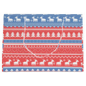 Rood en Blauw Kerst Geometrisch - Uniek Patroon Groot Cadeauzakje (Voorkant)