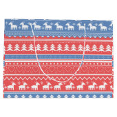 Rood en Blauw Kerst Geometrisch - Uniek Patroon Groot Cadeauzakje (Achterkant)