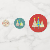 Rood en Blauw Kerstboom Feestje Confetti (Voorkanten)