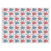 Rood en Blauw Kerstboom Folk Art Scandinavisch Tafelkleed (Voorkant (Horizontaal))