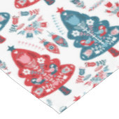 Rood en Blauw Kerstboom Folk Art Scandinavisch Tafelkleed (Gekanteld)