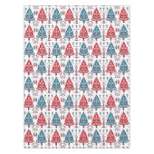 Rood en Blauw Kerstboom Folk Art Scandinavisch Tafelkleed (Voorkant)