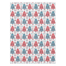 Rood en Blauw Kerstboom Folk Art Scandinavisch