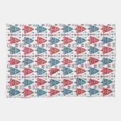 Rood en Blauw Kerstboom Folk Art Scandinavisch Theedoek (Horizontaal)