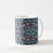 Rood en blauw kerstpatroon koffiemok (Voorkant rechts)