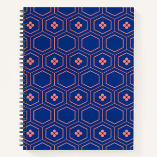 Rood en Blauw Kikko Patroon Traditionele Geometris Notitieboek