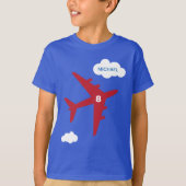 Rood en blauw kind verjaardagsfeest T-shirt (Voorkant)