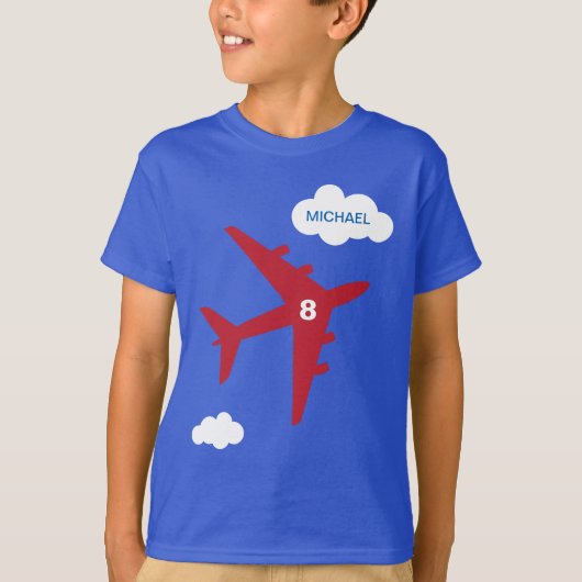 Rood en blauw kind verjaardagsfeest T-shirt (Voorkant)