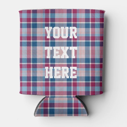 Rood en blauw Klassieke geplaste aangepaste tekst  Blikjeskoeler (Voorkant)