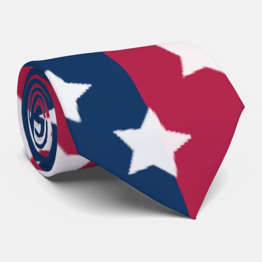 Rood en blauw kleurenblok met witte sterren stropdas (Opgerold)