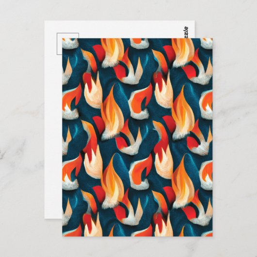 Rood en blauw kleurrijk vlampatroon briefkaart (Voorkant / Achterkant)