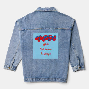 Rood en Blauw Liefde Harten op lichtblauwe achterg Denim Jacket
