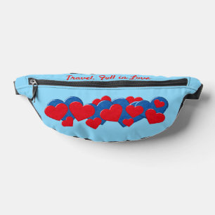 Rood en Blauw Liefde Harten op lichtblauwe achterg Heuptasje