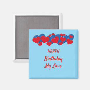 Rood en Blauw Liefde Harten op lichtblauwe achterg Magneet