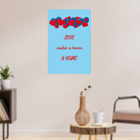 Rood en Blauw Liefde Harten op lichtblauwe achterg