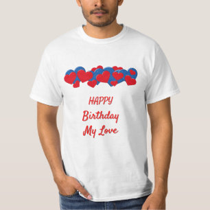 Rood en Blauw Liefde Harten op lichtblauwe achterg T-shirt