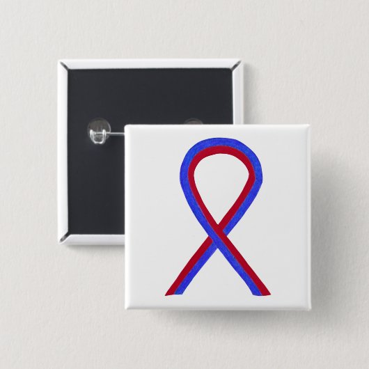 Rood- en blauw-lint-Button Vierkante Button 5,1 Cm (Voorkant /achterkant)