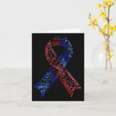 Rood en blauw lint congenitale hartziekte AWARE Kaart (Gele Bloem)