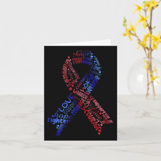 Rood en blauw lint congenitale hartziekte AWARE Kaart (Gele Bloem)