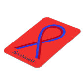 Rood- en blauw lint op aangepaste magneet (Linkerzijde)