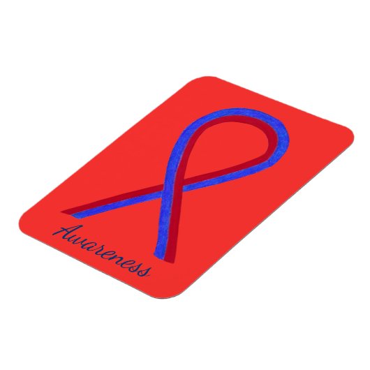 Rood- en blauw lint op aangepaste magneet (Linkerzijde)