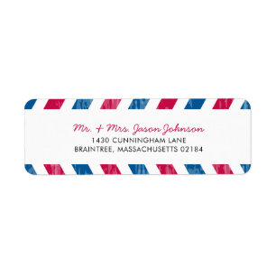 Rood- en blauw-luchtpostadres voor retournering etiket