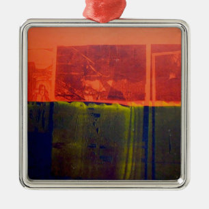 Rood en blauw metalen ornament
